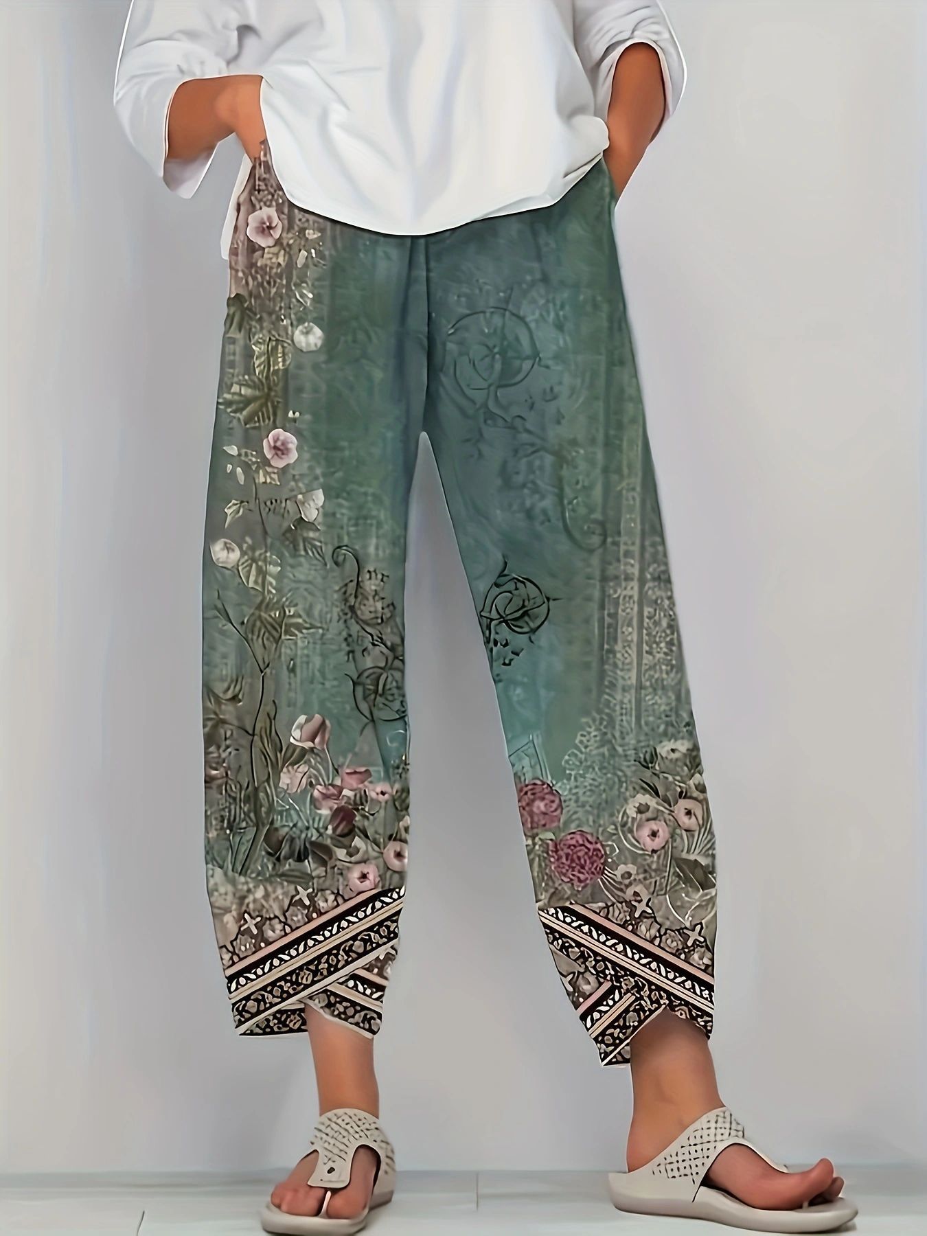 Womens Loose-fitting Casual Printed Pants thumbnail 2