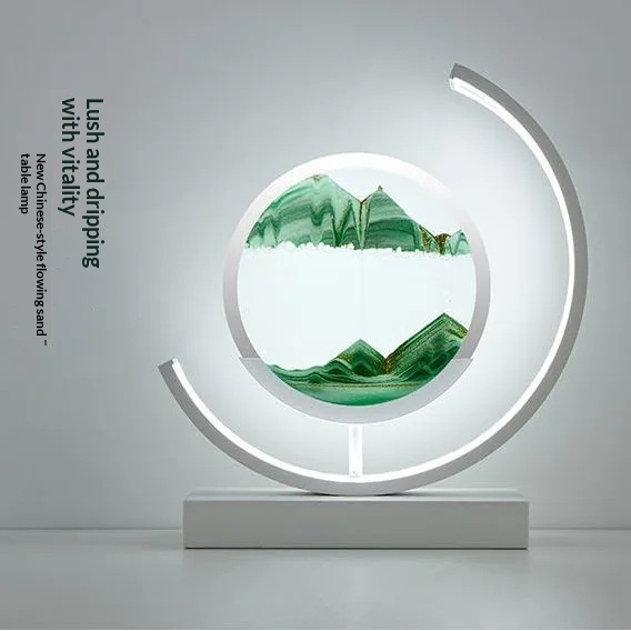 Glass Quicksand Painting Table Lamp, Creative Stress-relief For The Office And Home