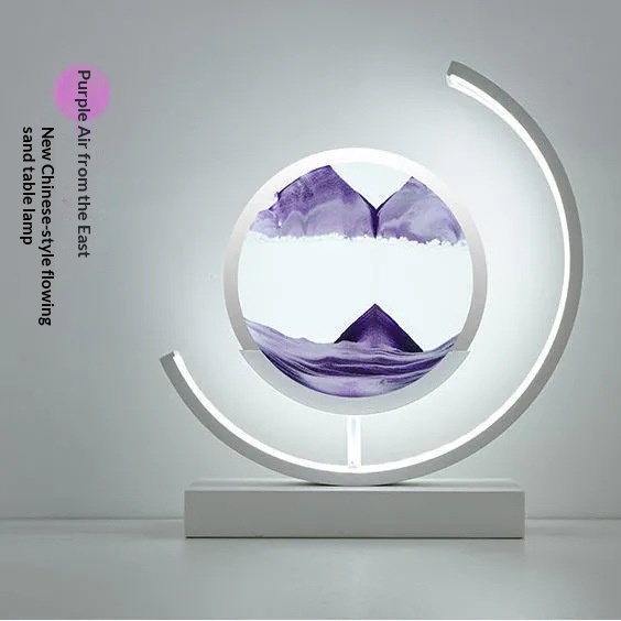 Glass Quicksand Painting Table Lamp, Creative Stress-relief For The Office And Home