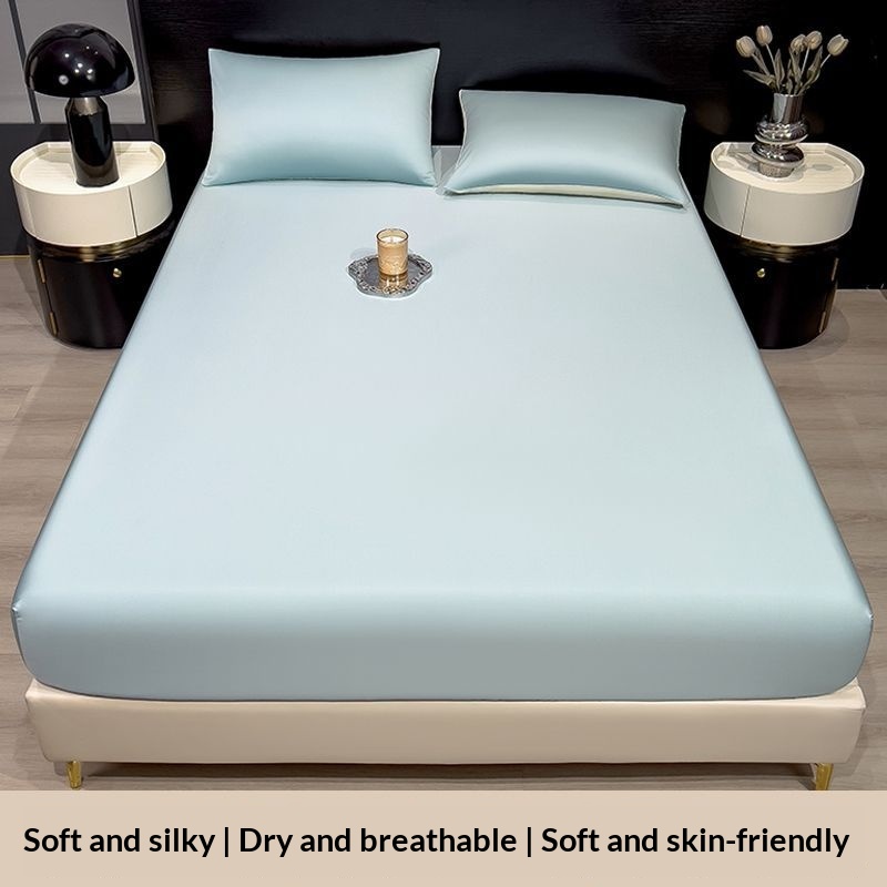 Summer Solid-Color Ice Silk Fitted Sheet