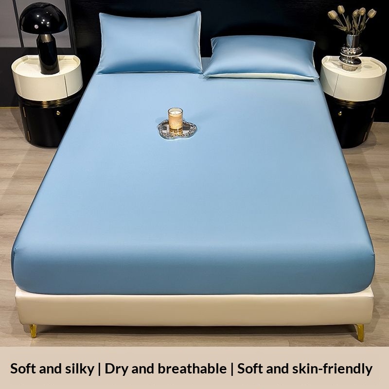 Summer Solid-Color Ice Silk Fitted Sheet
