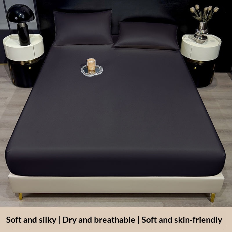 Summer Solid-Color Ice Silk Fitted Sheet