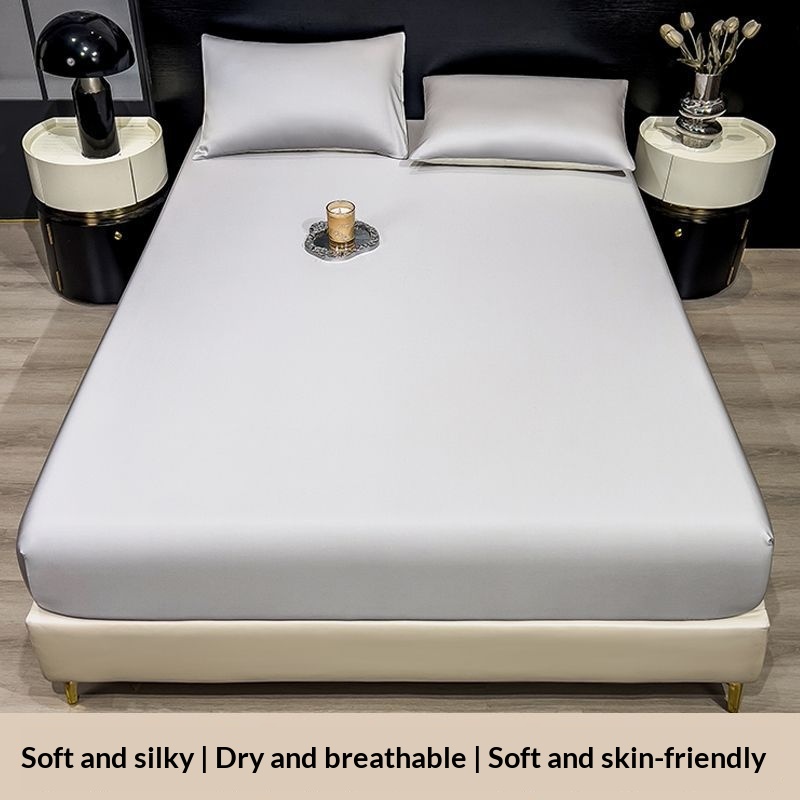 Summer Solid-Color Ice Silk Fitted Sheet