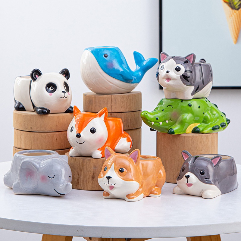 Ceramic Cartoon Flower Pot Simple And Cute Cartoon-style Succulent Planter