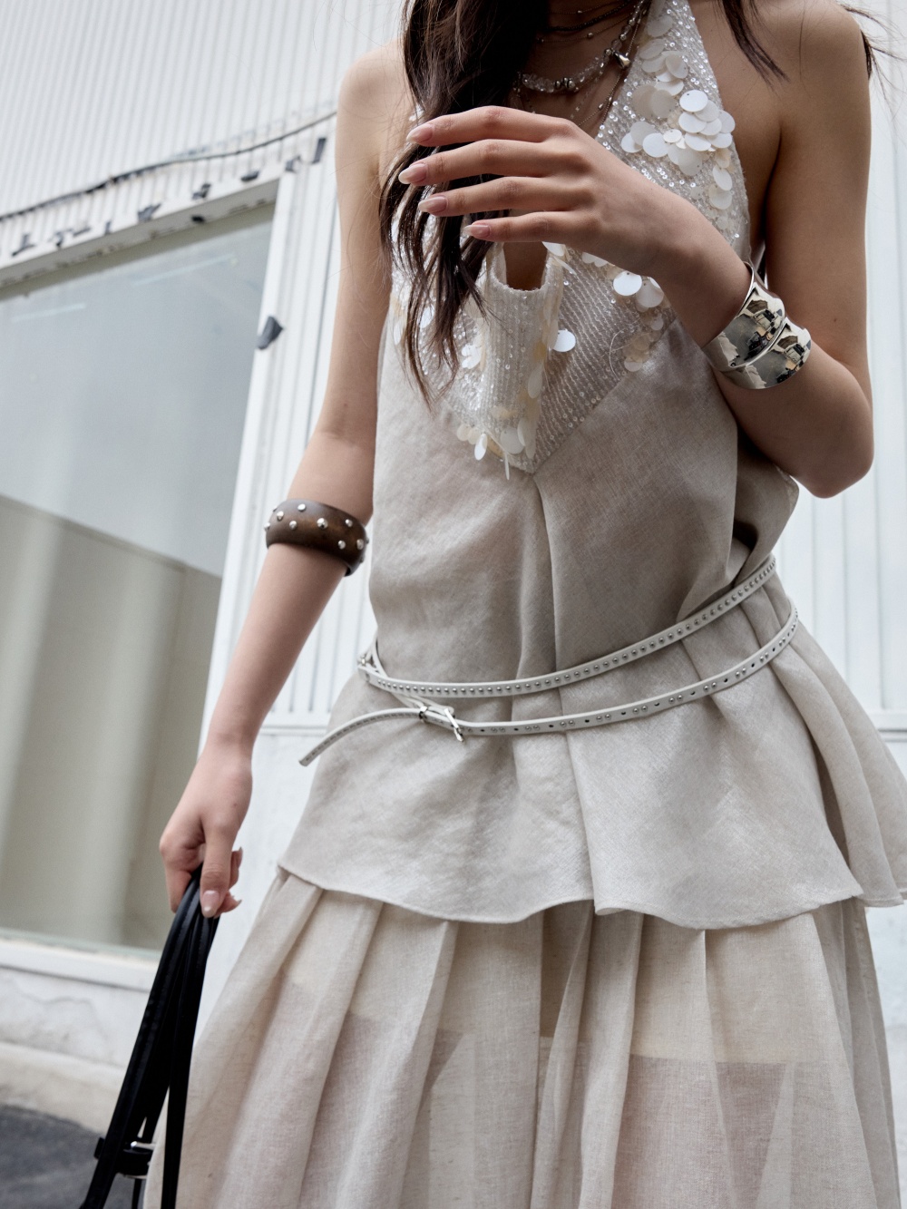 Sequin Semi-transparent Textured Two-piece Halter Strap Dress thumbnail 7