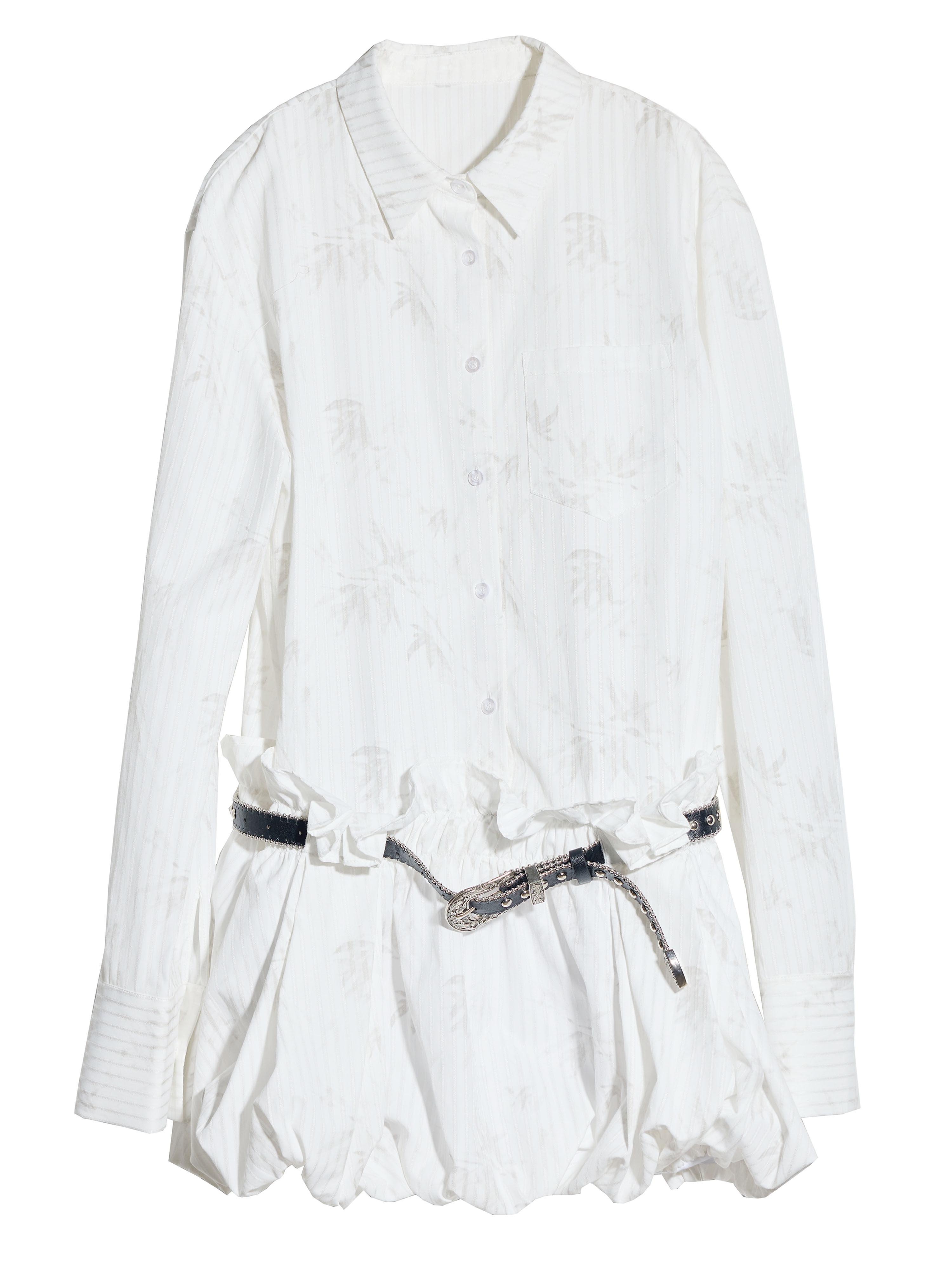 Versatile New Chinese-Style Printed Pleated Bloom-Shape Shirt Dress thumbnail 6
