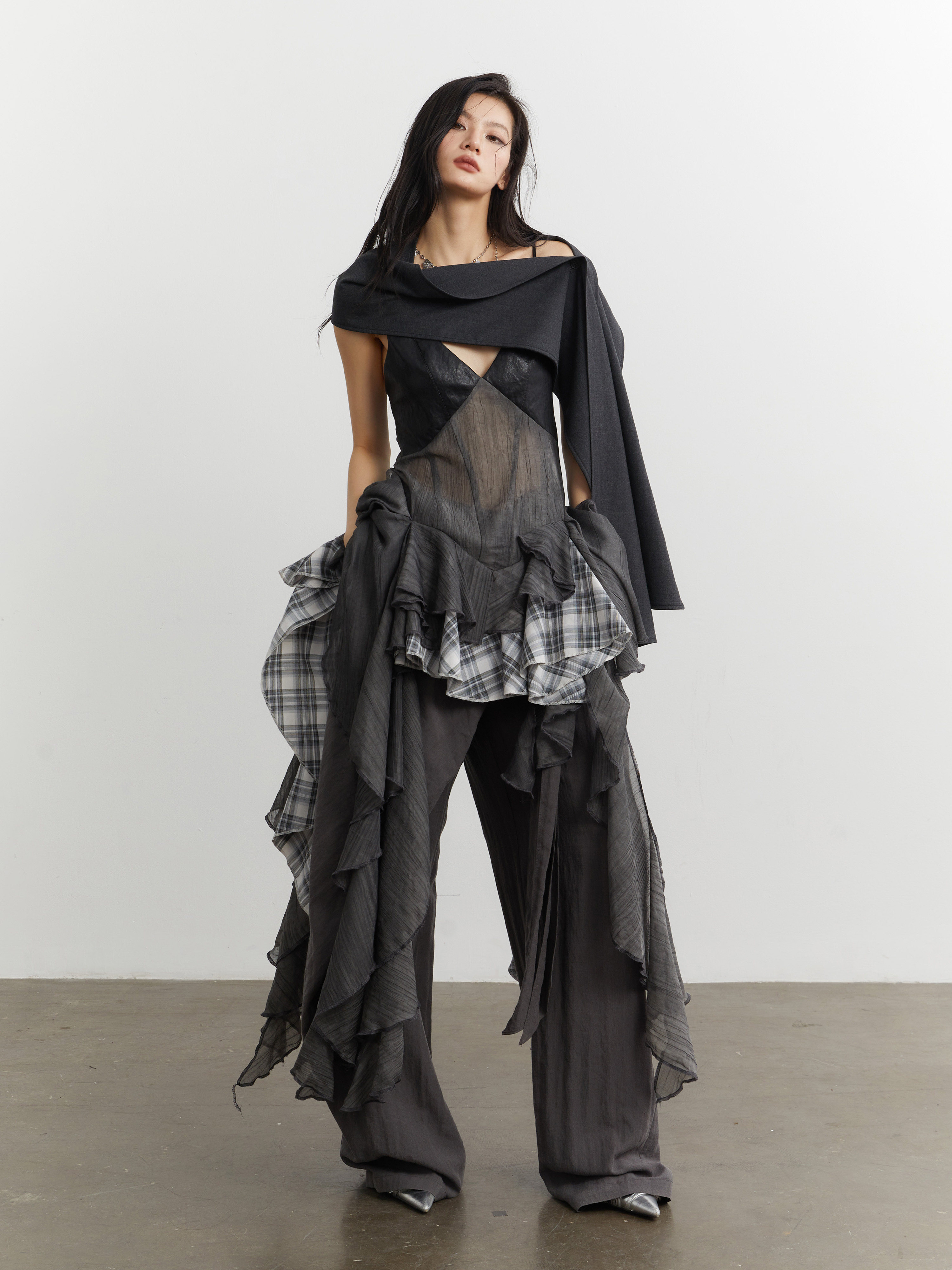Nomadic-style Plaid Patchwork Dress With Contrasting Colors thumbnail 5