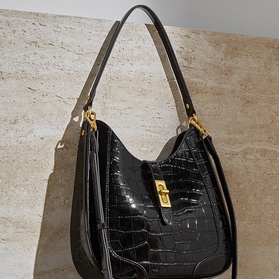 Arrival Large-Capacity Crocodile-Pattern Cow Patent Leather Under-Arm Womens Shoulder And Crossbody Bag