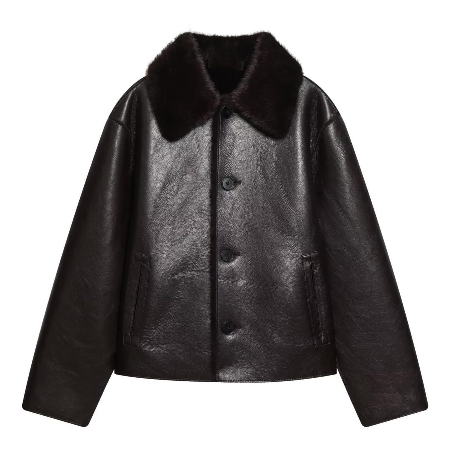 Fashionable And Casual Reversible Faux-leather Jacket