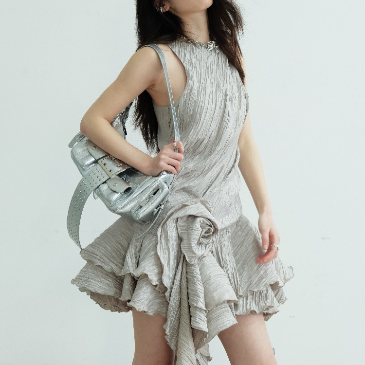 Stylish Belted A-line Midi Dress With A Defined Waist