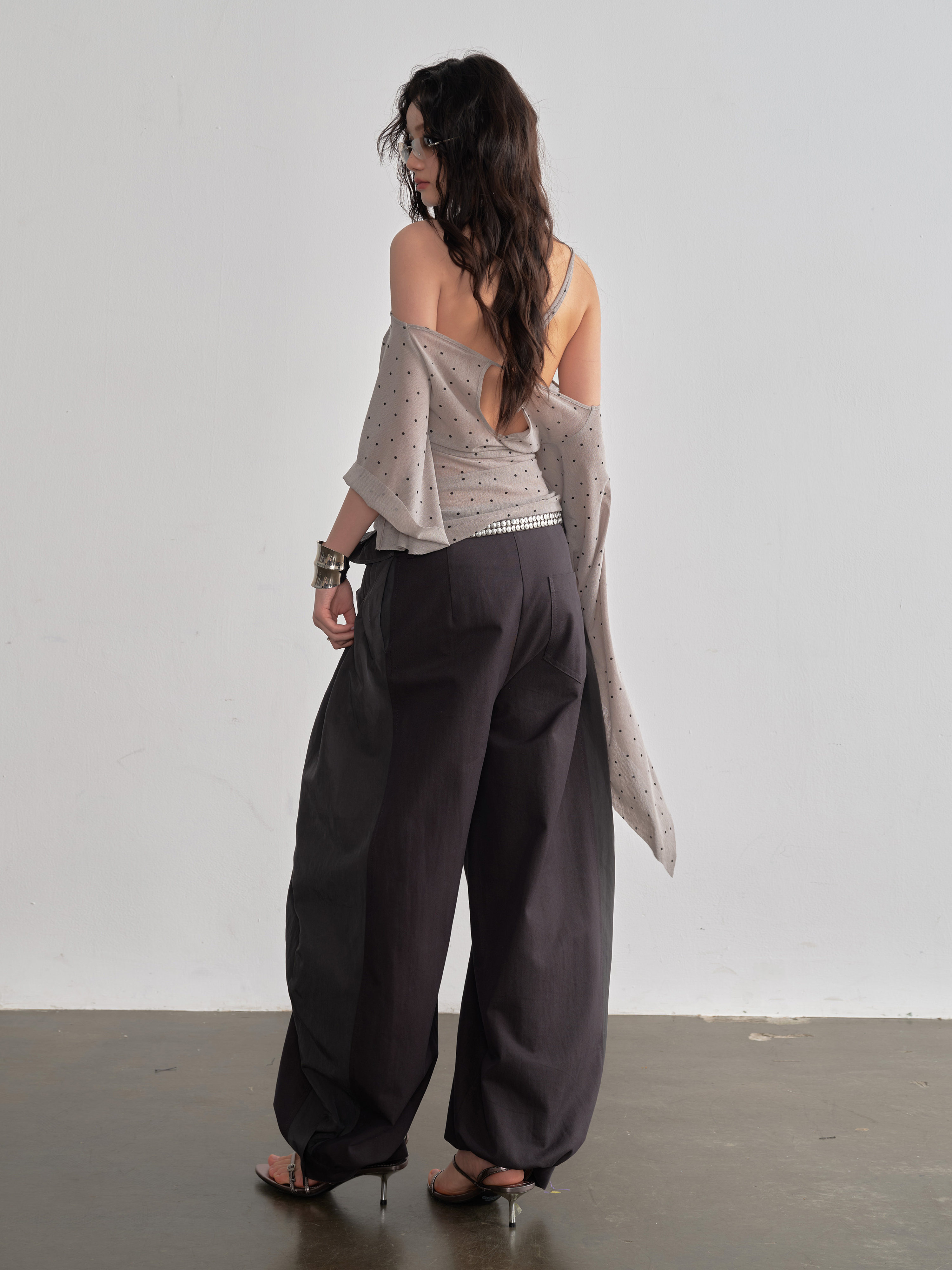 Retro Asymmetrical Shawl-sleeve Halter Top Blouse thumbnail 6