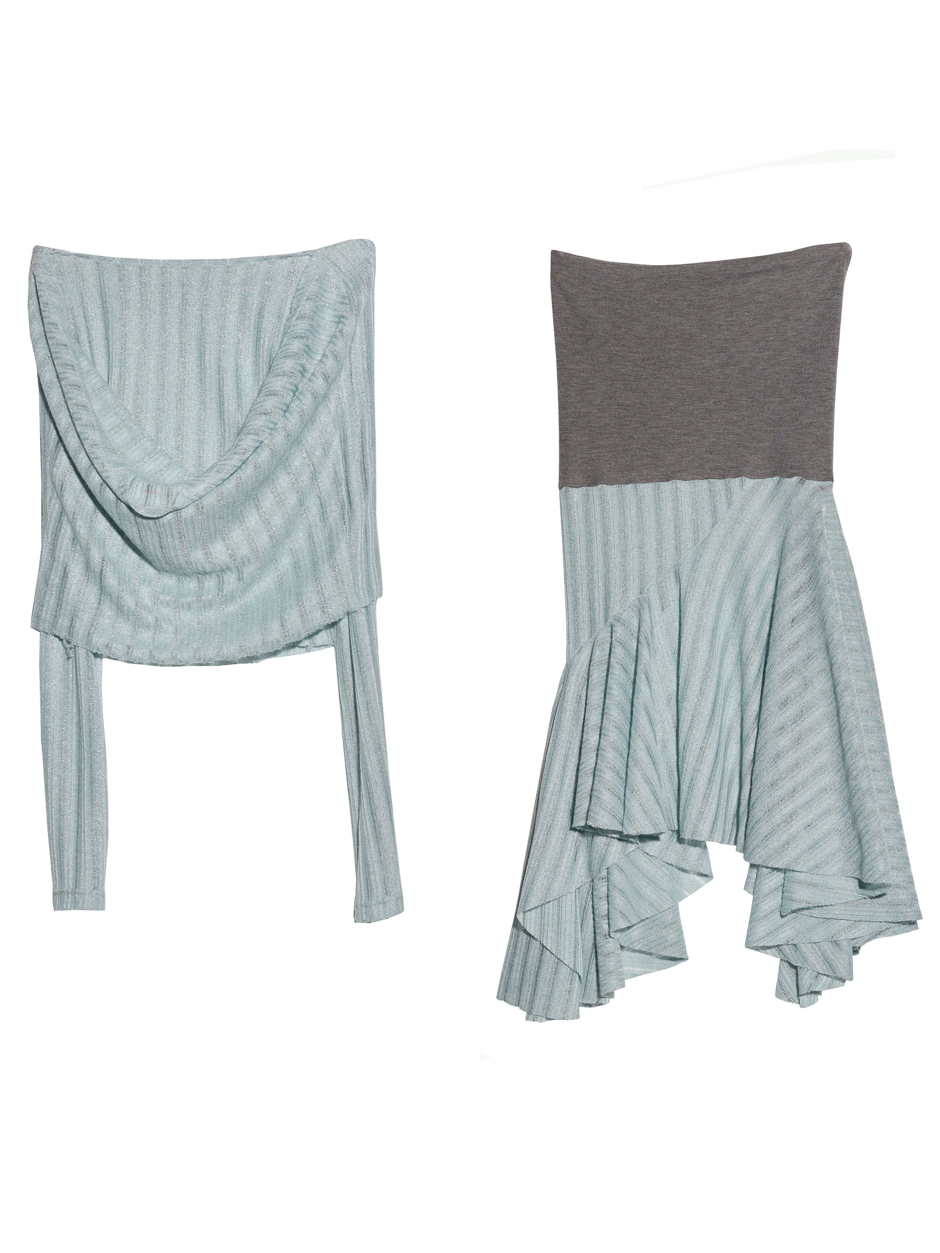 Romantic Mint Sea Salt Sheer Top With An Asymmetrical Skirt thumbnail 6