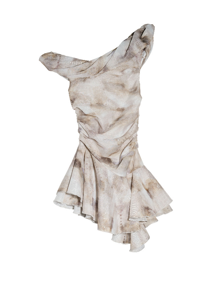 Retro Pleated Off-shoulder Printed Ruffled Vest Top thumbnail 6