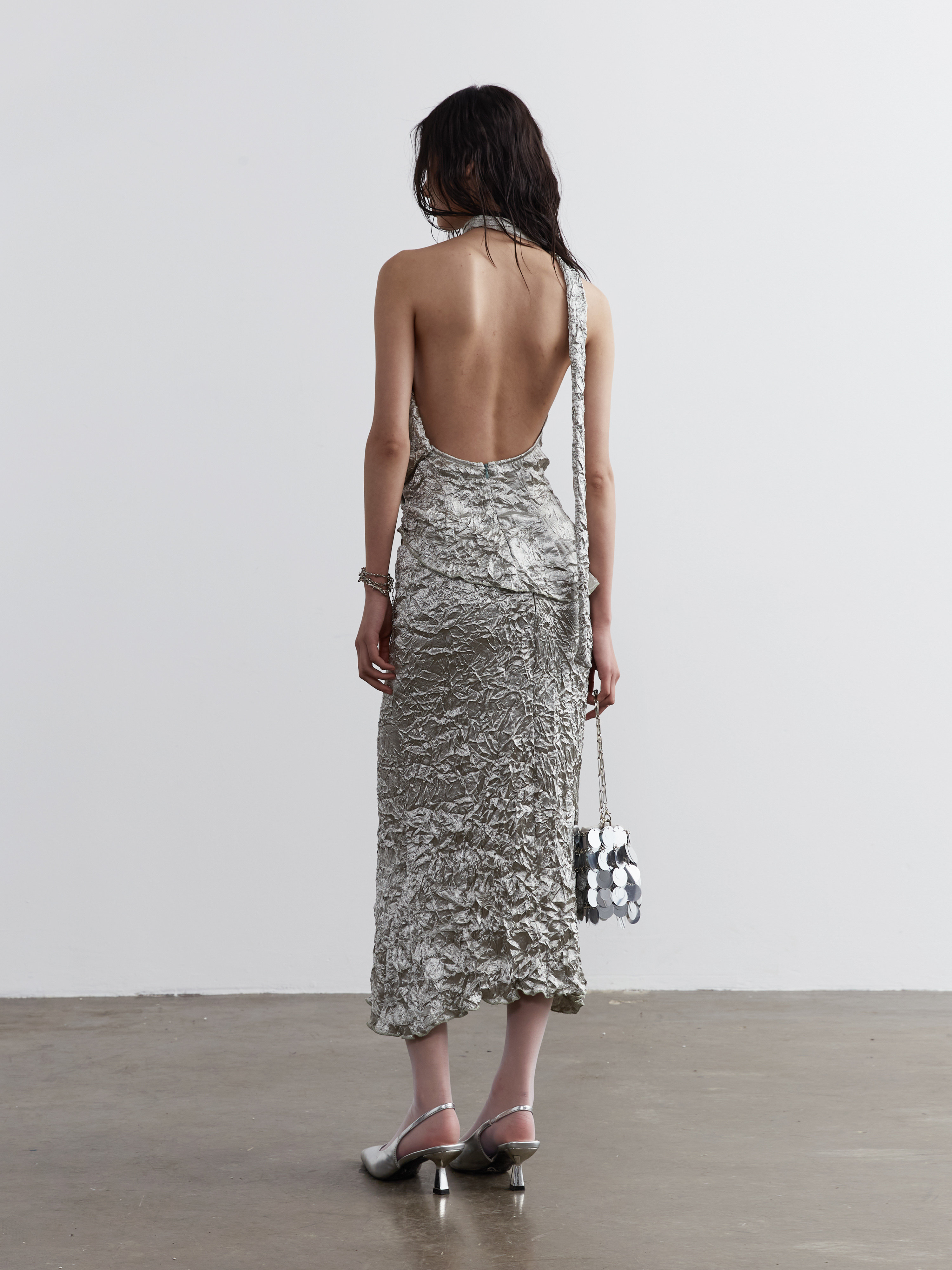 Creased Texture Two Piece Dress Solid Color thumbnail 3