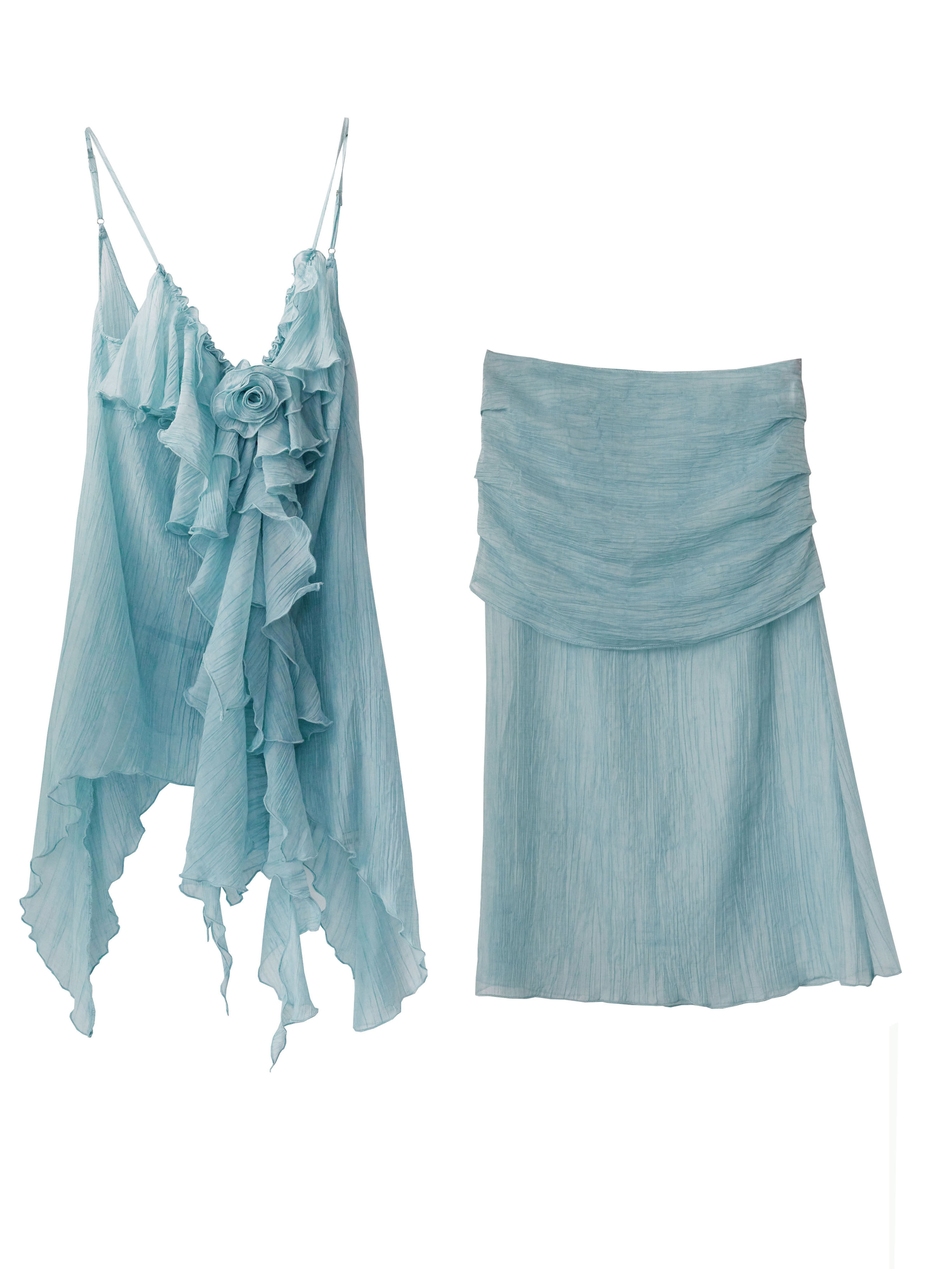 Women's V-neck Ruffled Strap Midi Skirt thumbnail 6