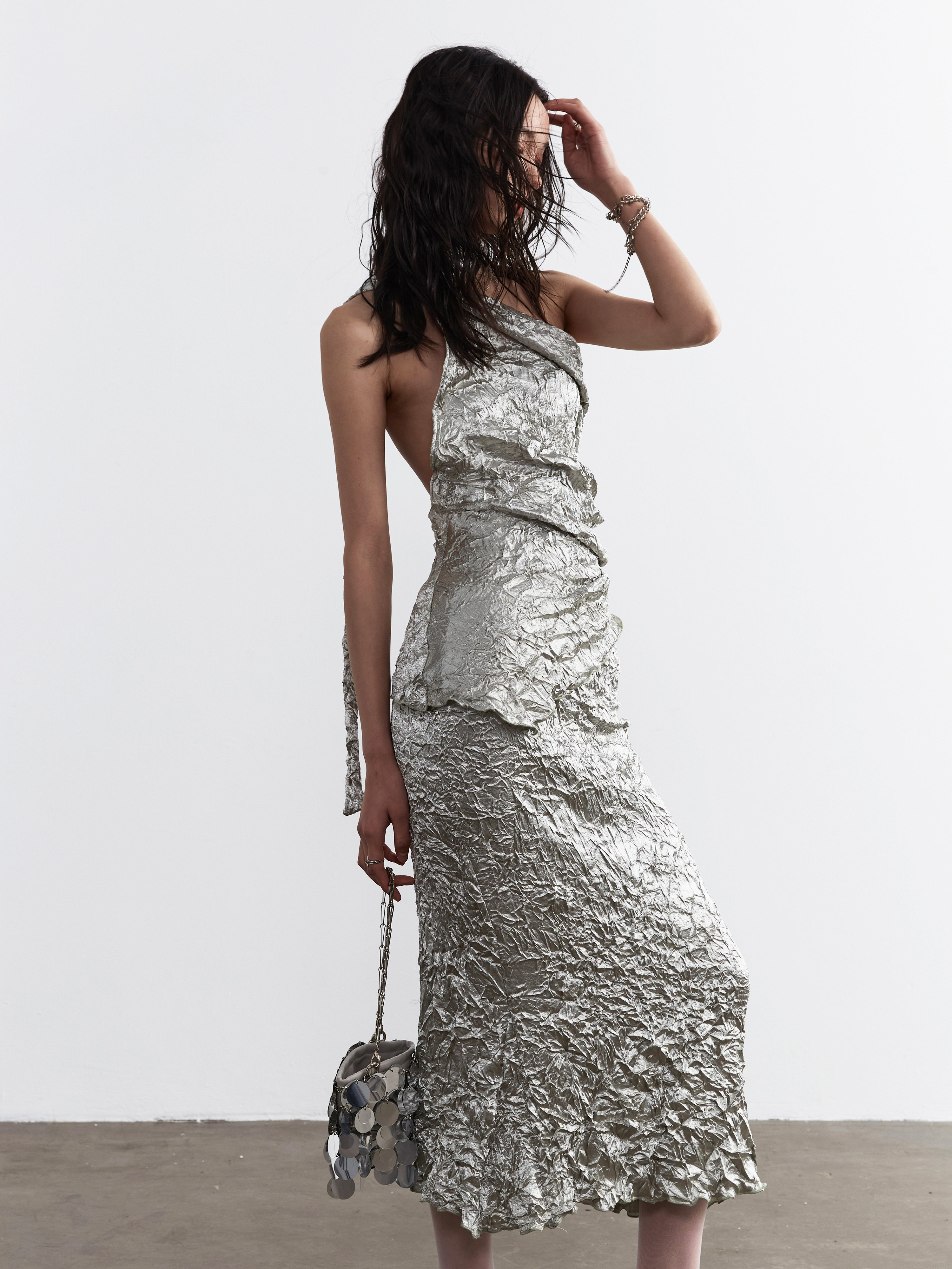 Creased Texture Two Piece Dress Solid Color thumbnail 5