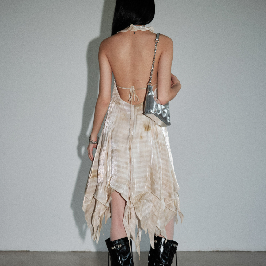 Wasteland Hued Tie Dyed Off The Shoulder Backless Asymmetrical Dress thumbnail 2