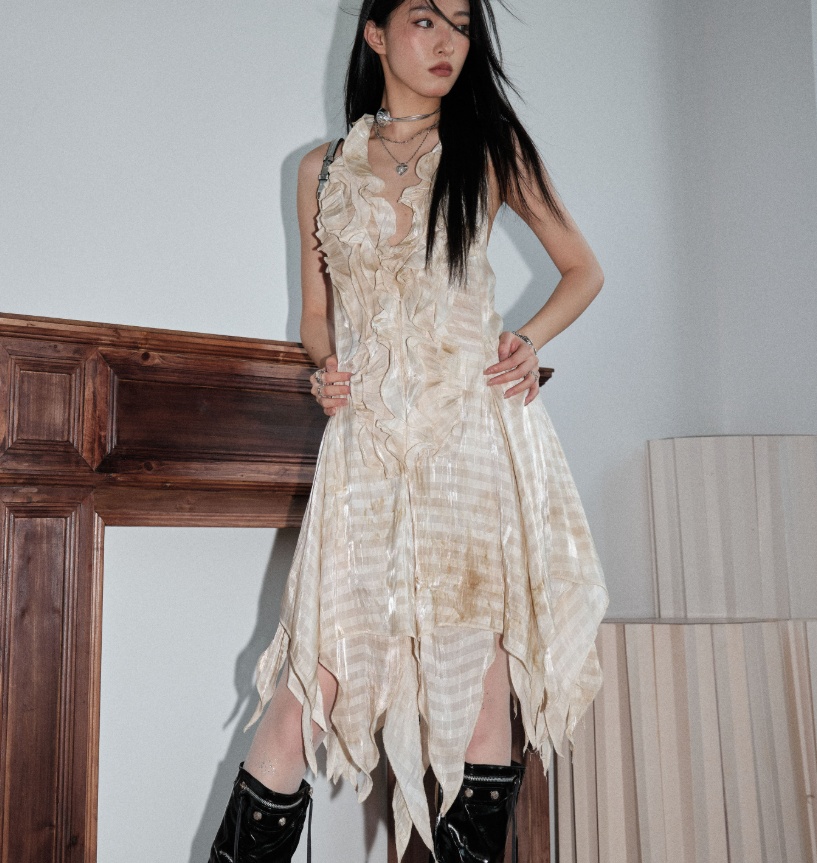 Wasteland Hued Tie Dyed Off The Shoulder Backless Asymmetrical Dress thumbnail 3