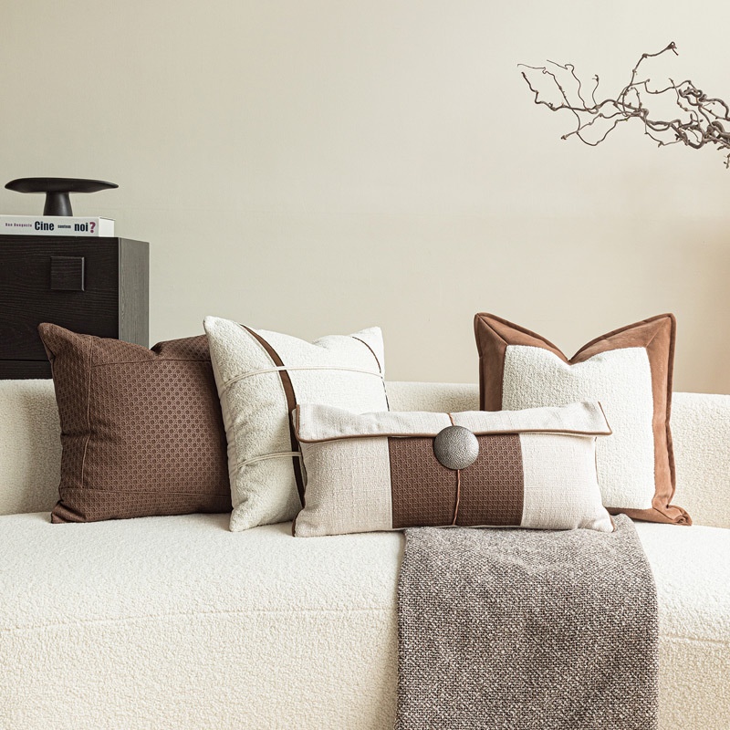 Modern Chinese-style Sofa Cushion Coffee-colored Backrest Pillow