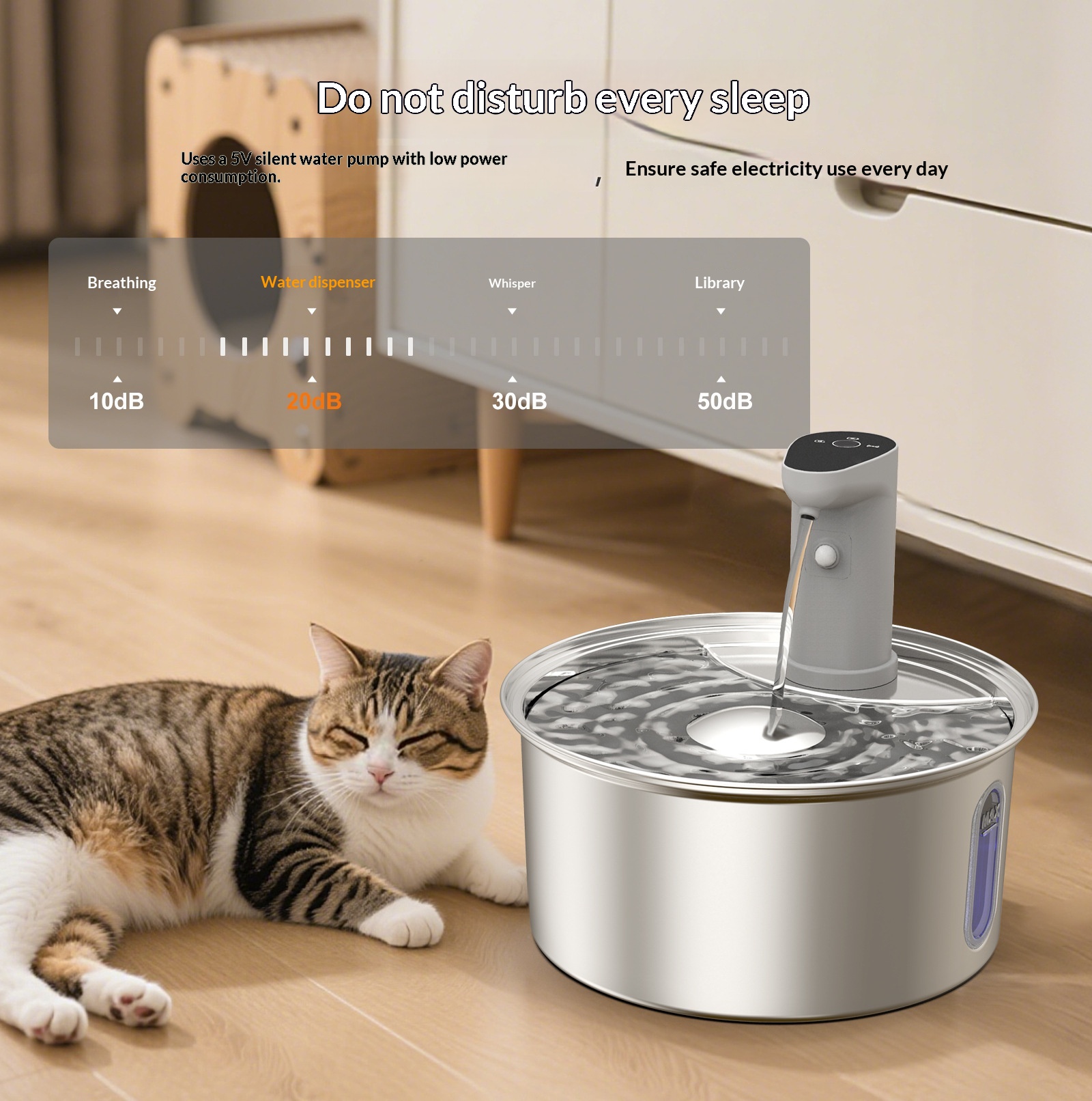 Round Stainless Steel Cat Water Fountain thumbnail 3