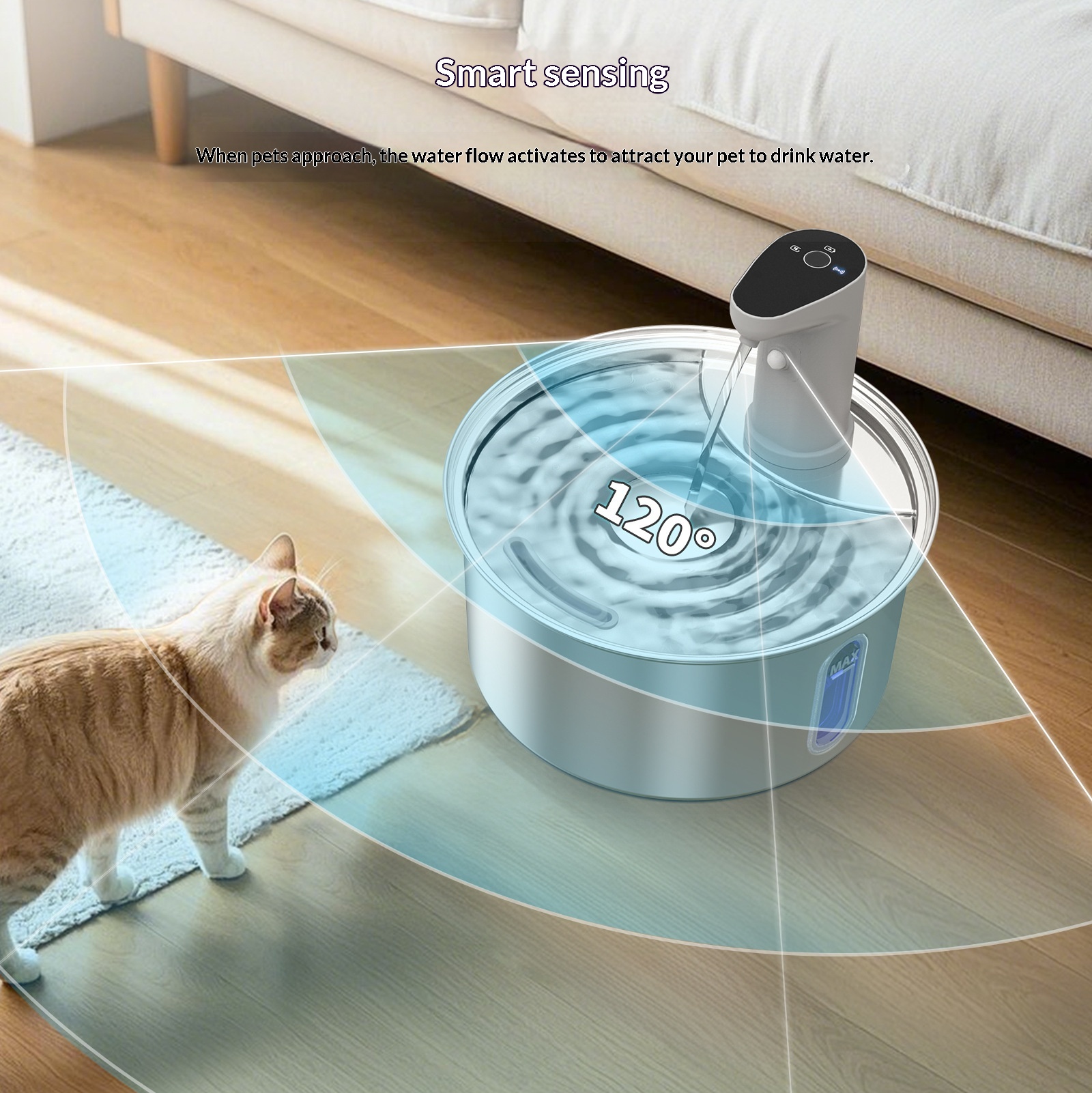 Round Stainless Steel Cat Water Fountain thumbnail 2