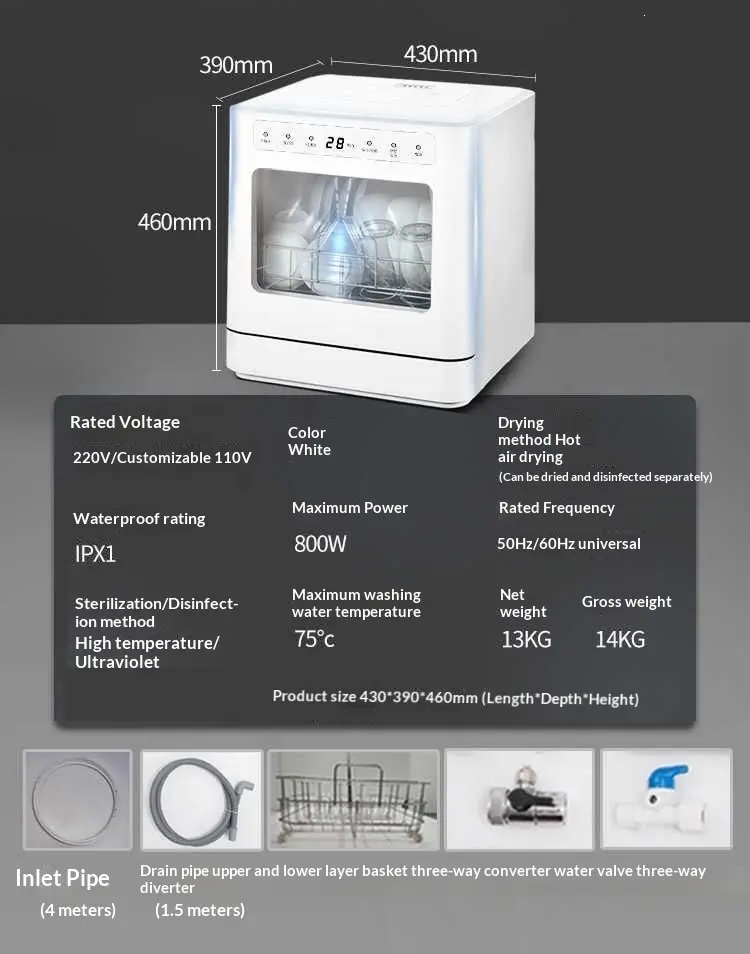 Smart Assembly-free Compact Dishwasher For Home Use