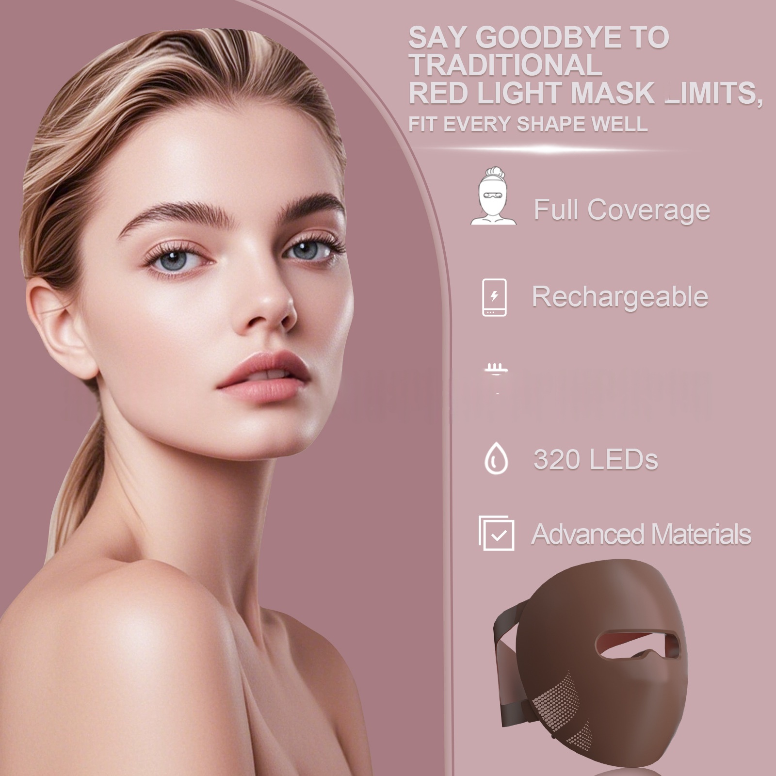 3D Facial Red-light Beauty Lamp Silicone Mask