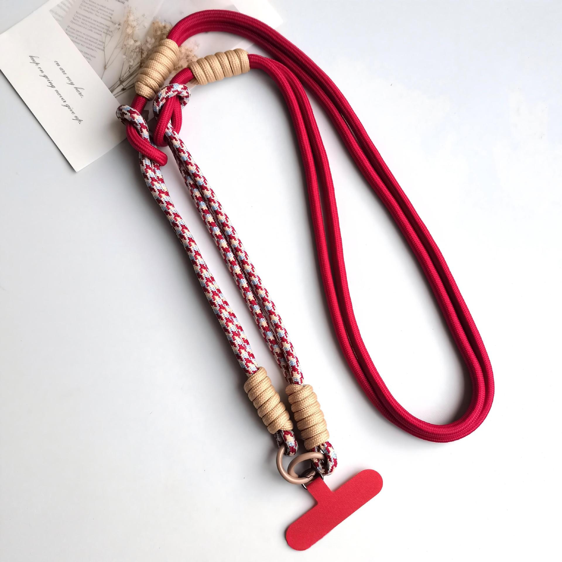 Multifunctional Woven Phone Lanyard With Contrasting Color Patchwork