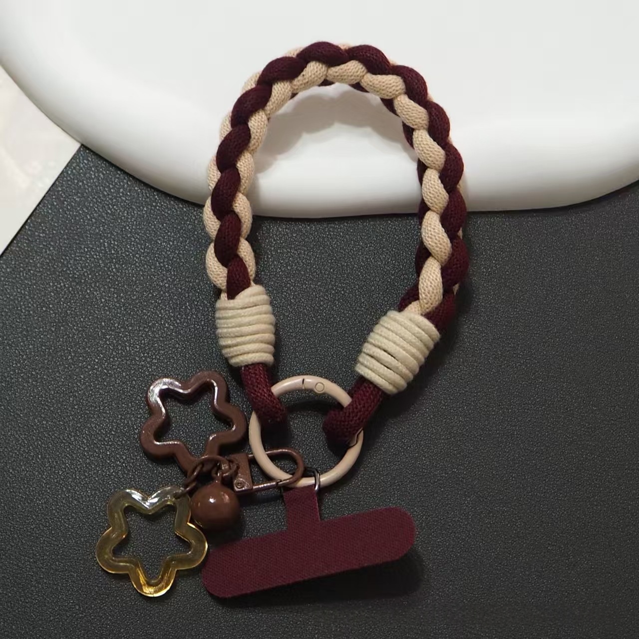 Sturdy Color-blocked Anti-loss Woven Phone Strap Keychain