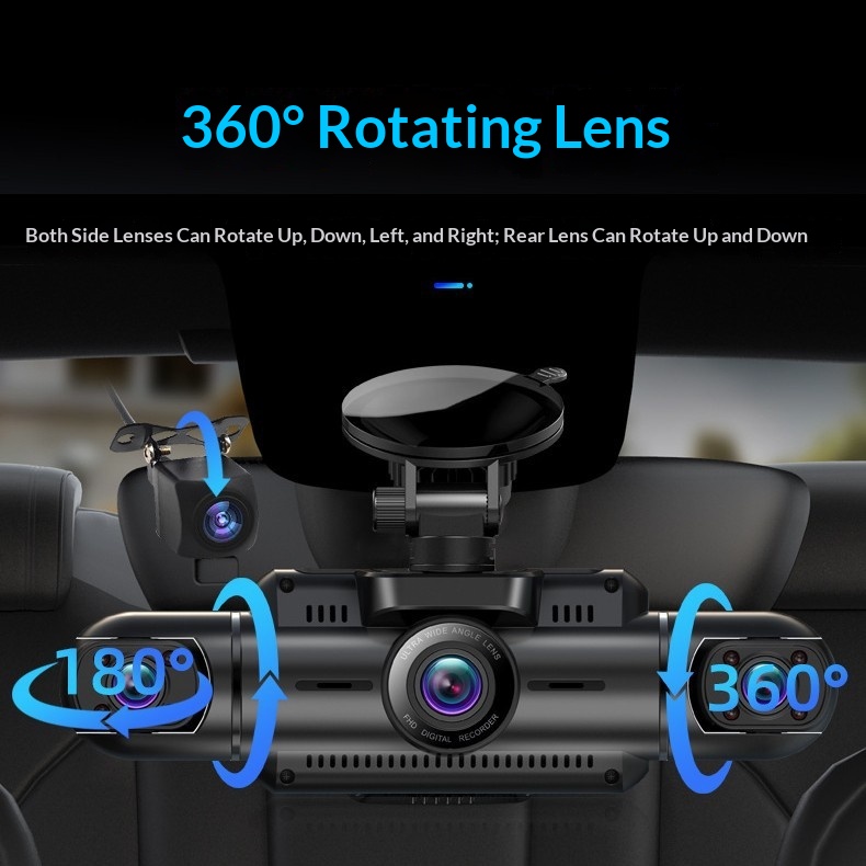 Ren E Xing 4Camera HD WideAngle 24H Parking Monitoring Dash Cam