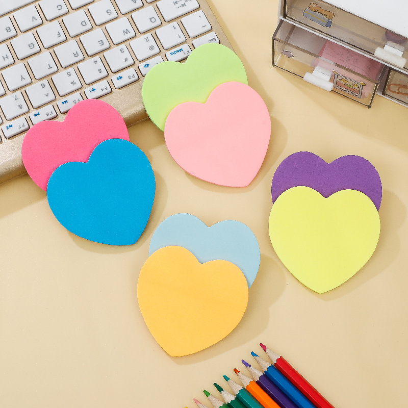 Colorful Peel-off Heart-shaped Sticky Notes