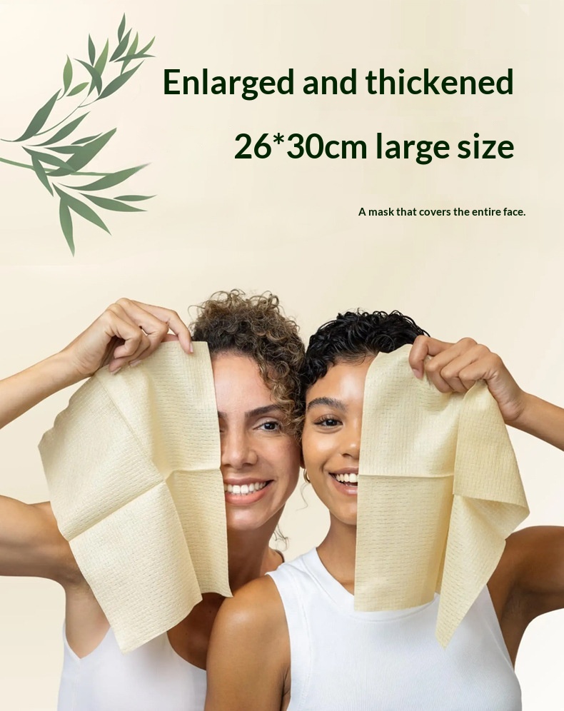 Two women holding large bamboo fiber face towels, demonstrating softness and XL size