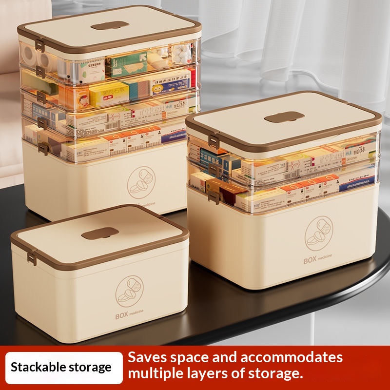 Thickened Portable Household First Aid Kit With Divided Compartments