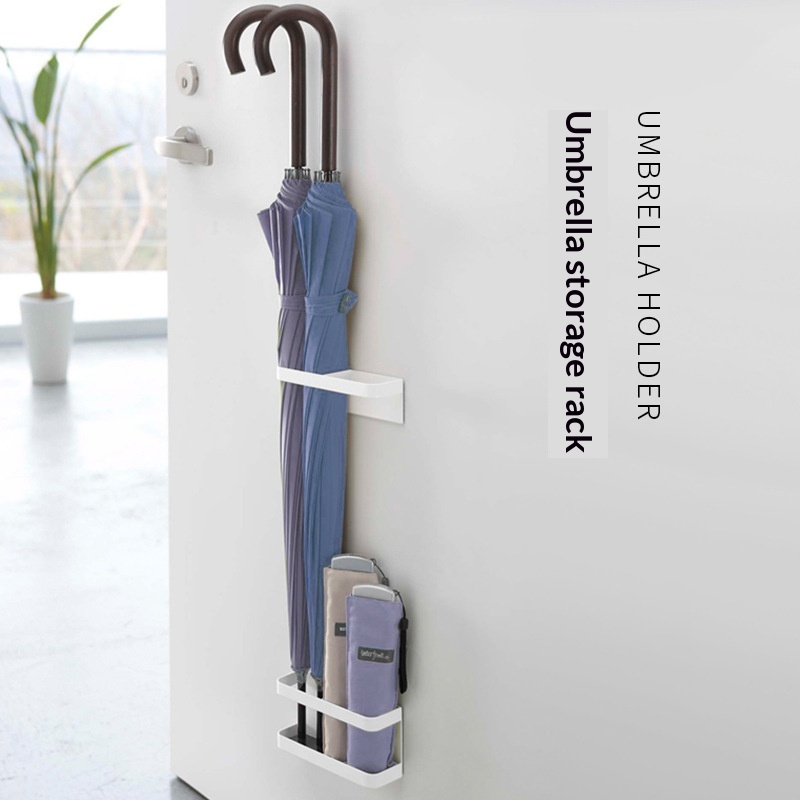 Nail Free Magnetic Foldable Holder For Behind The Door Double Layer Magnetic Umbrella Rack