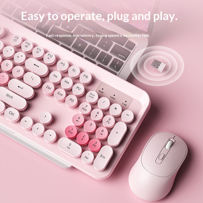 Womens Office Lightweight Wireless Keyboard And Mouse Set Computer Keyboard 5