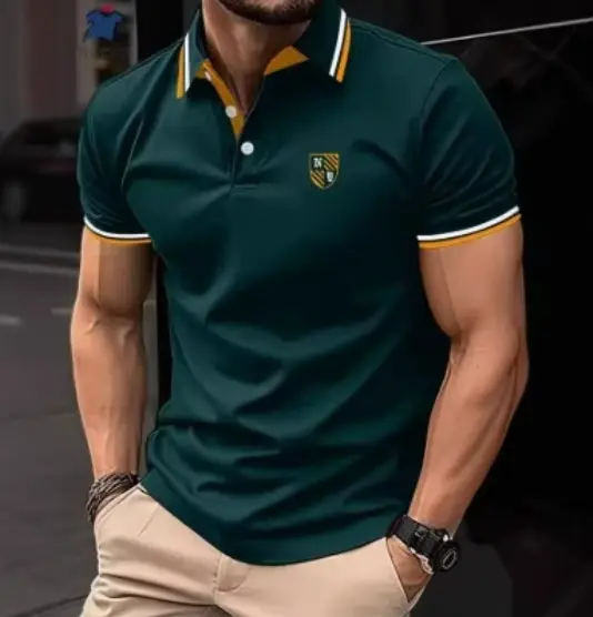 Men's 3D Printing Digital Printed Polo Shirt Short Sleeve