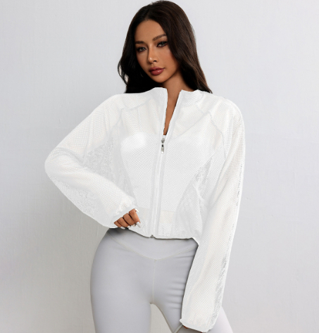 Yoga Jacket Mesh Sports Top Breathable