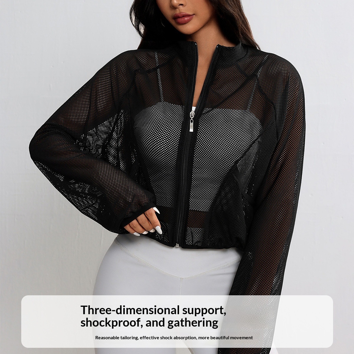 Yoga Jacket Mesh Sports Top Breathable
