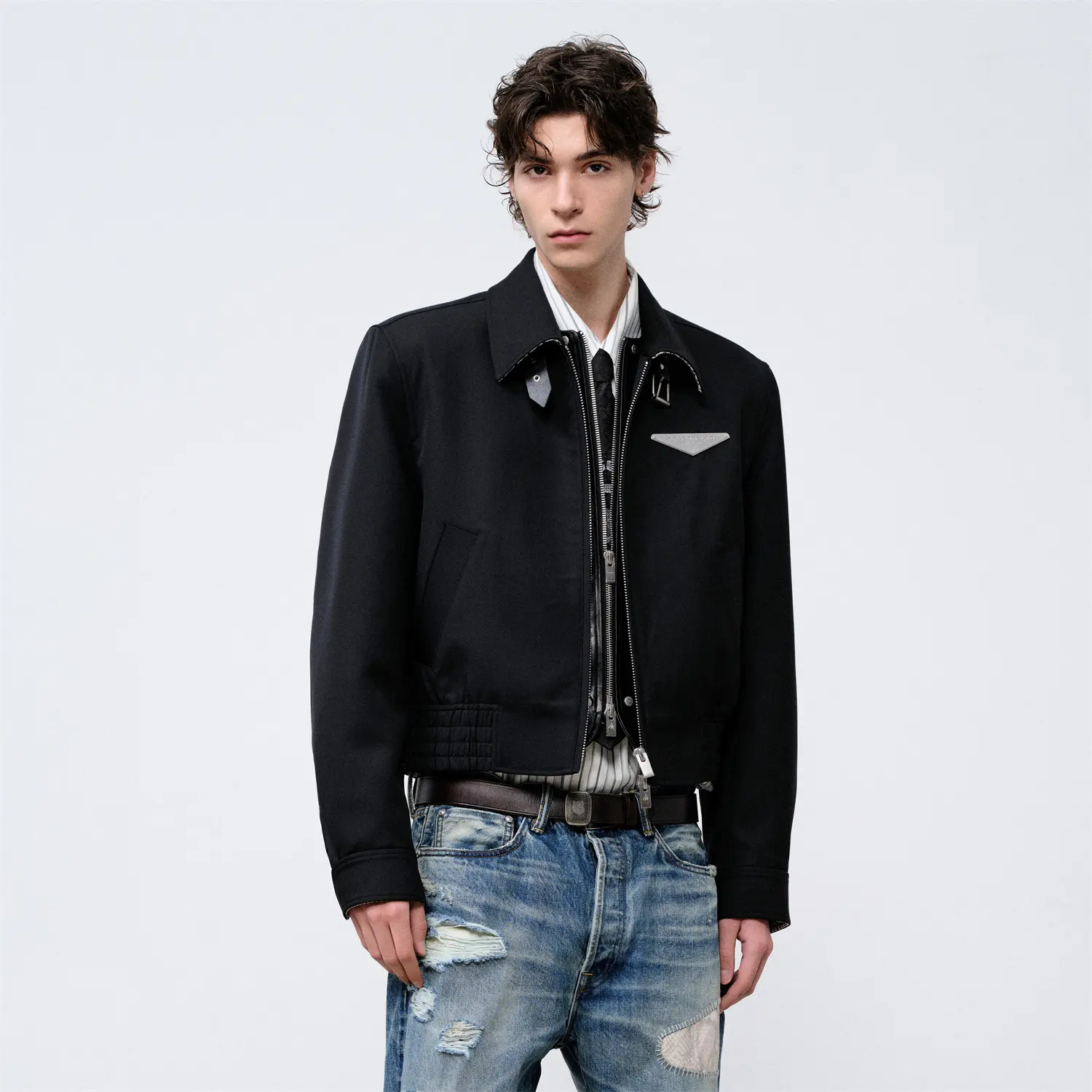 Minimalist Mens Gray Long-sleeve Jacket
