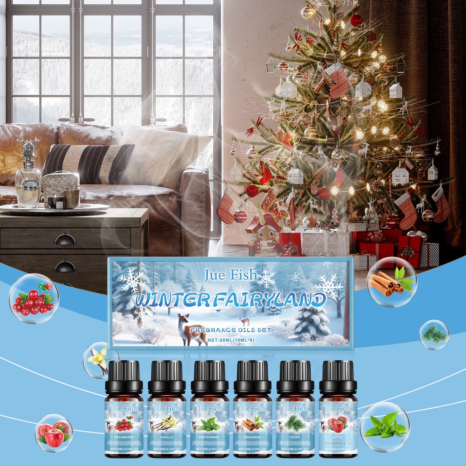 JUE FISH Winter Aromatherapy Oil Set For Humidifiers