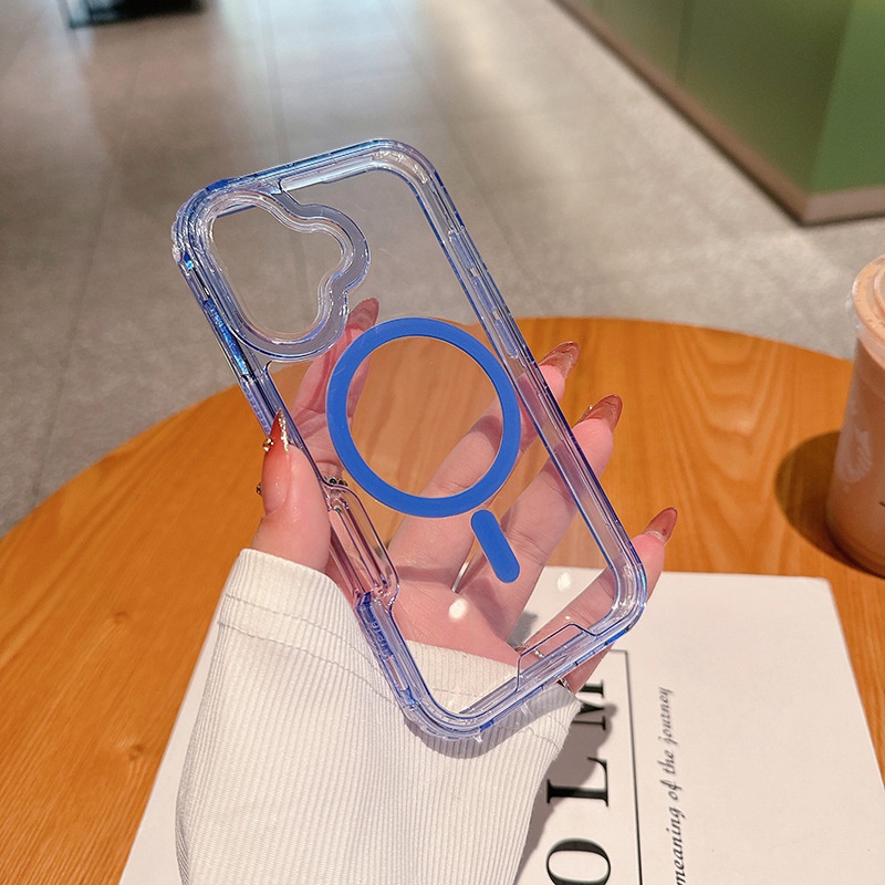 High-transparency Magnetic Phone Case With Colorful Airbags For Drop Protection 3