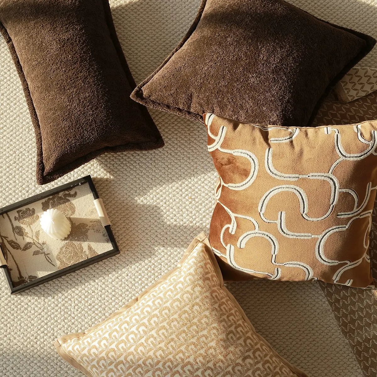 Brown Sofa Cushion Cover Lumbar Pillow