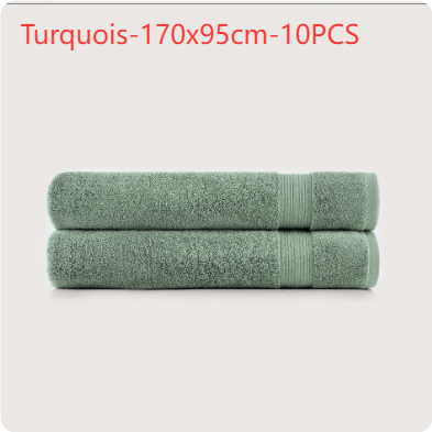 Serviette de bain unie en coton en gros – turquoise, 170 × 95 cm, 5 pièces