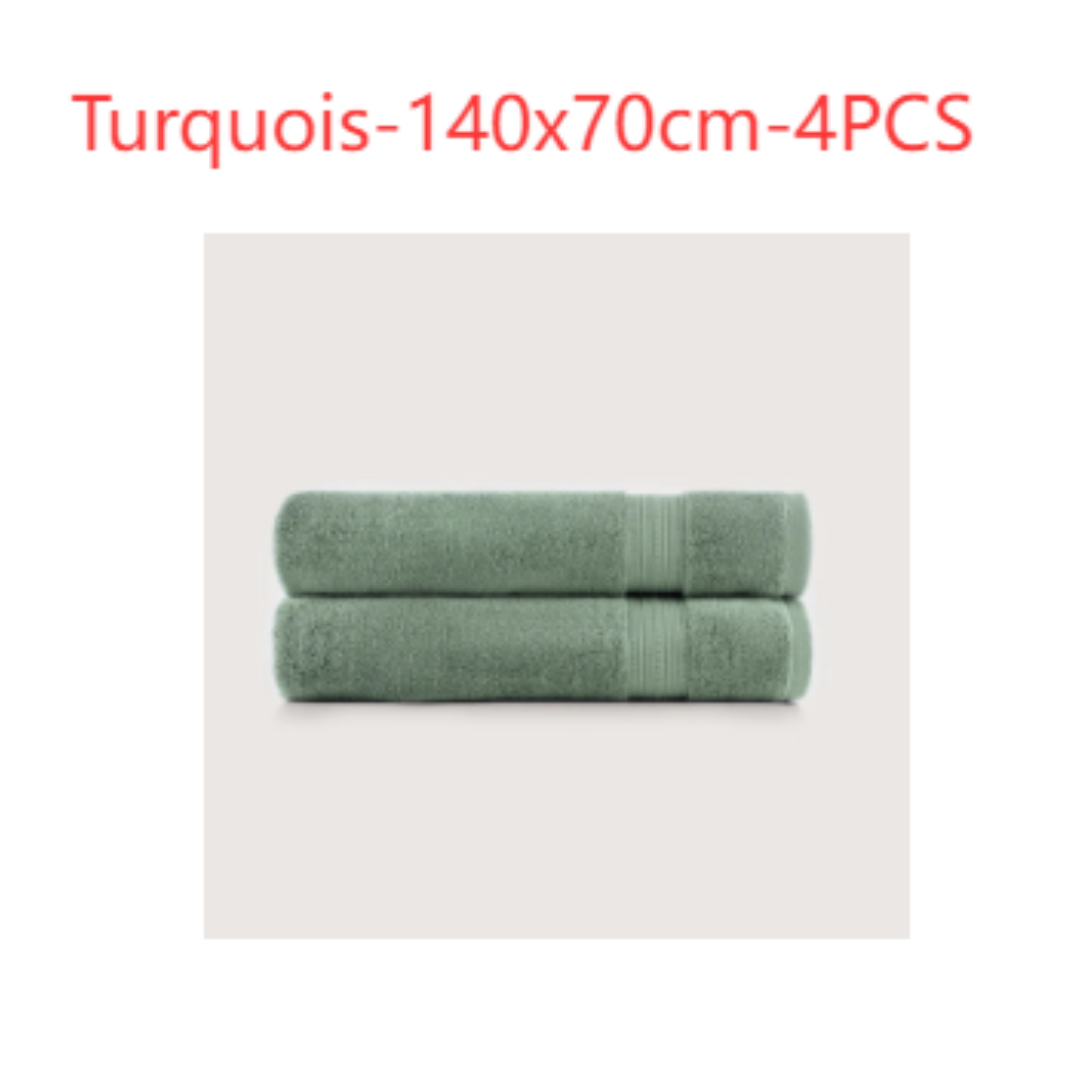 Serviette de bain unie en coton en gros – turquoise, 170 × 95 cm, 5 pièces
