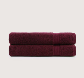 Plain Cotton Bath Towel Wholesale – Burgundy, 140 × 70 cm, 2PCS