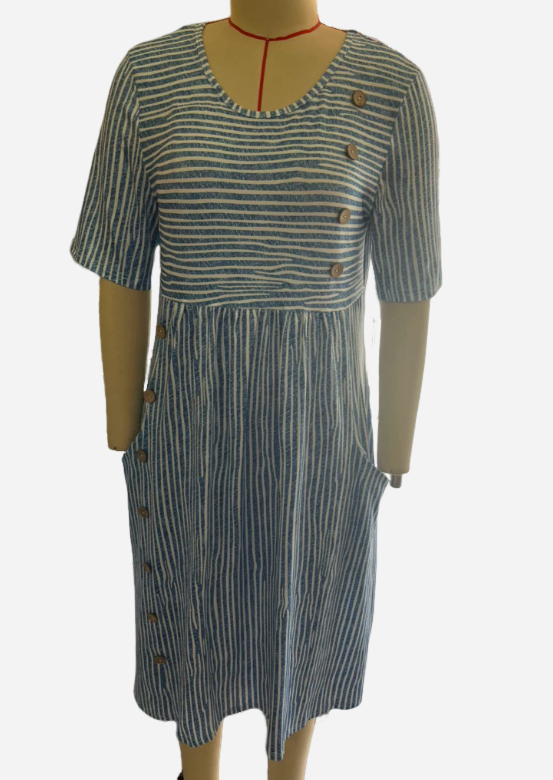 Actual product photo – button-down swing maxi dress short sleeve pocket pullover
