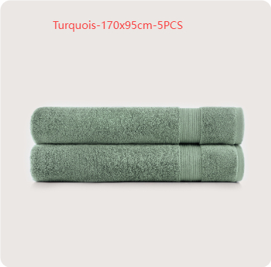 Serviette de bain unie en coton en gros – turquoise, 95 × 170, 10 pièces