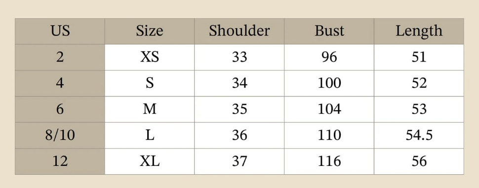 Size chart for women's jacquard knit vest – US sizes XS, S, M, L, XL with bust, waist, and hip measurements in inches