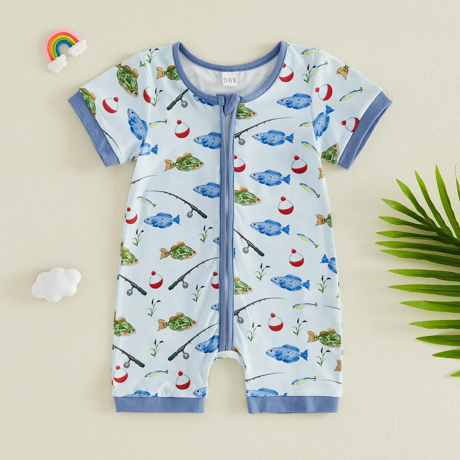 Infant And Toddler Fishing-Print Onesie