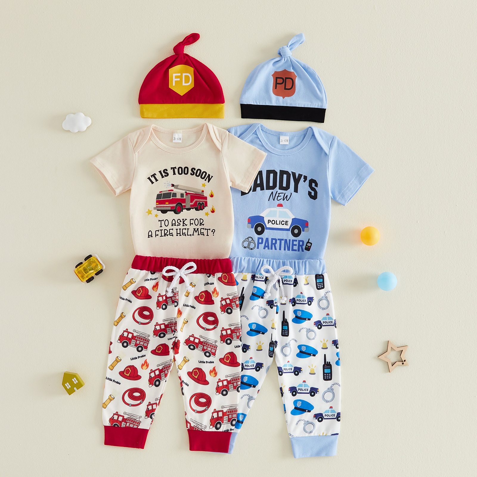 Summer Three-piece Romper Set For Boys